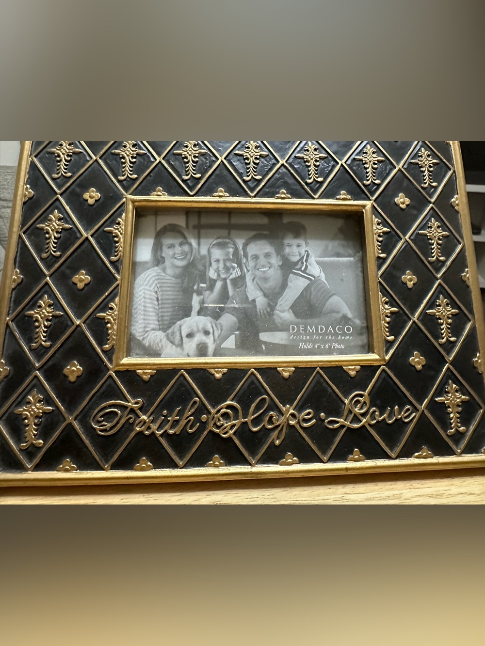 Demdaco Black and Gold 'Faith Hope Love' Decorative Frame